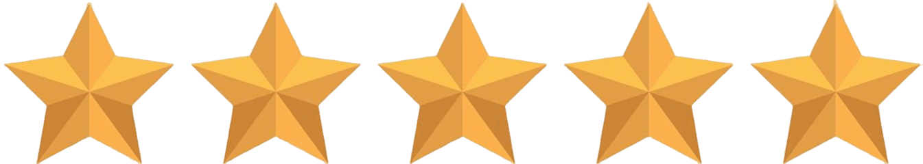 Five gold stars on black background