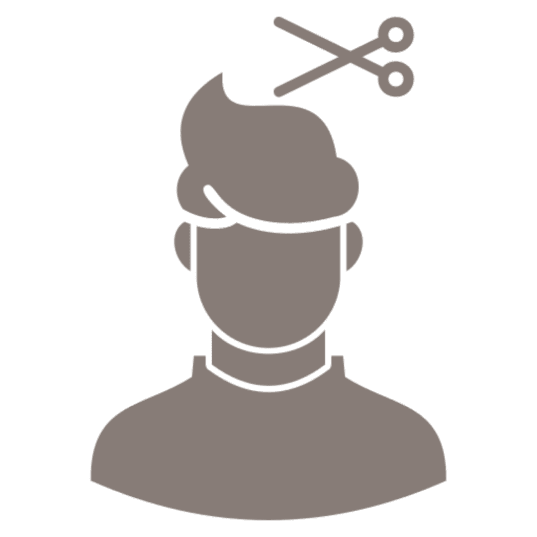 Haircut symbol with person silhouette