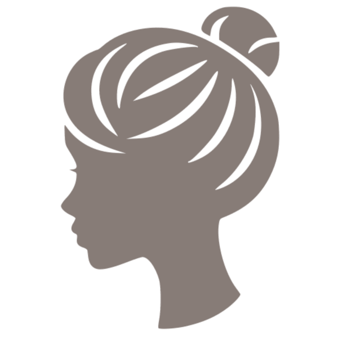 Female profile with updo hairstyle