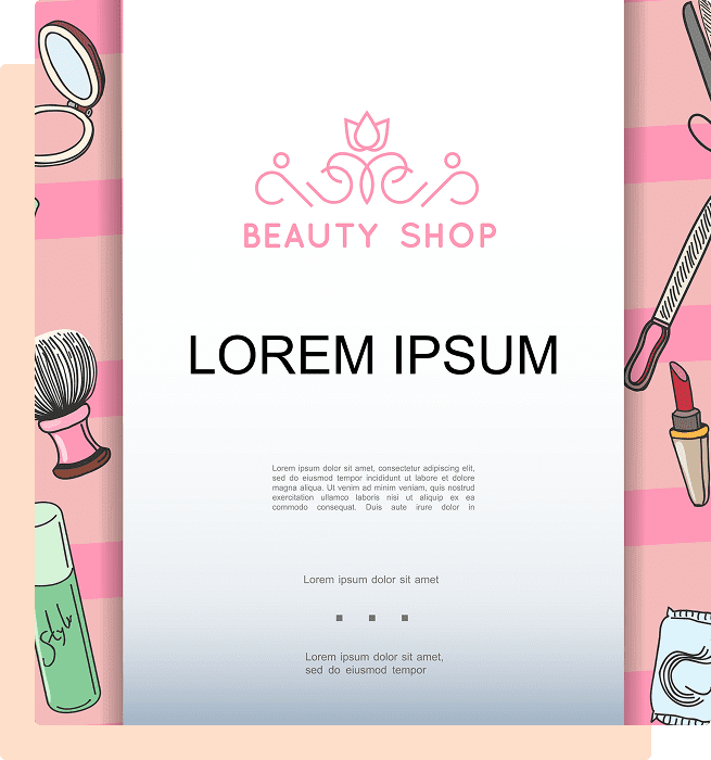Makeup-themed beauty shop poster