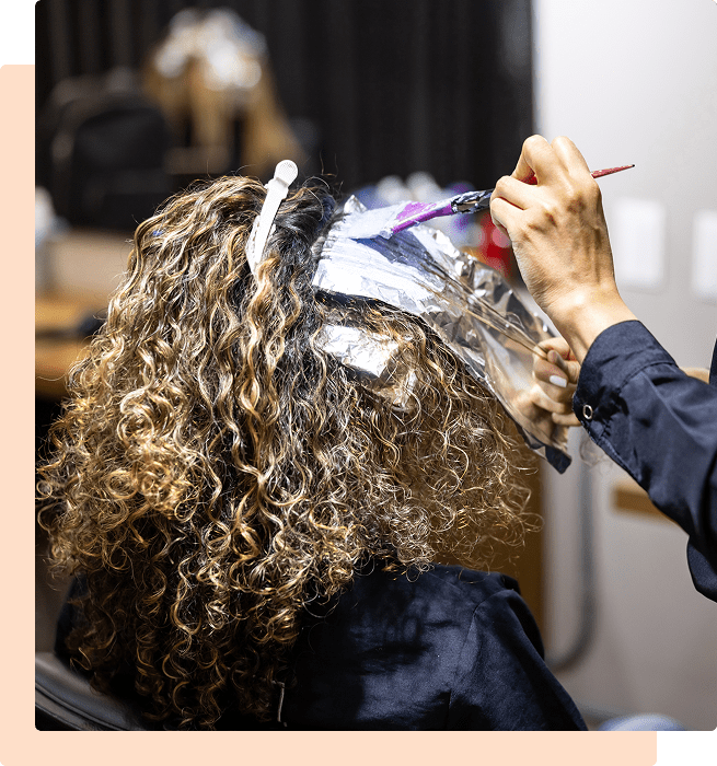 Hair coloring process in salon