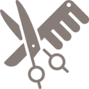 Hairdressing tools symbol in gray
