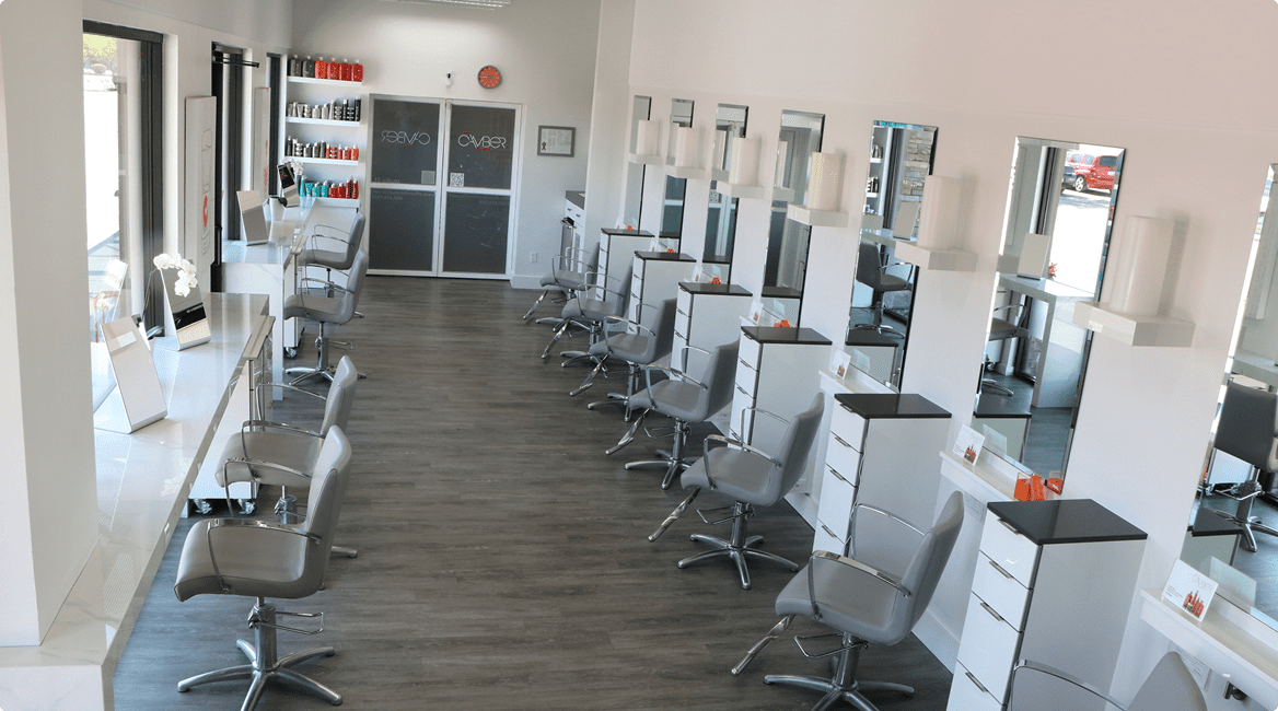 Empty salon with sleek, contemporary design