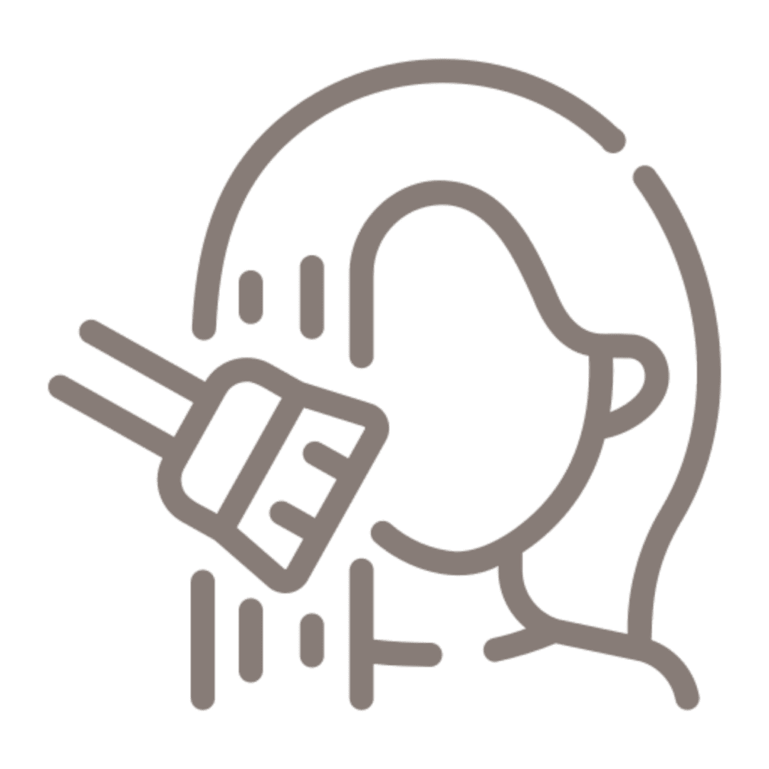 Icon of a person with a microphone symbolizing singing or speaking.